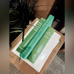 Set of 3 vintage green aesthetic book decor